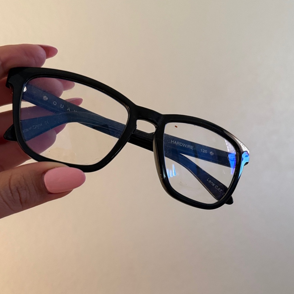 Stylish Black Glasses with Blue Accents